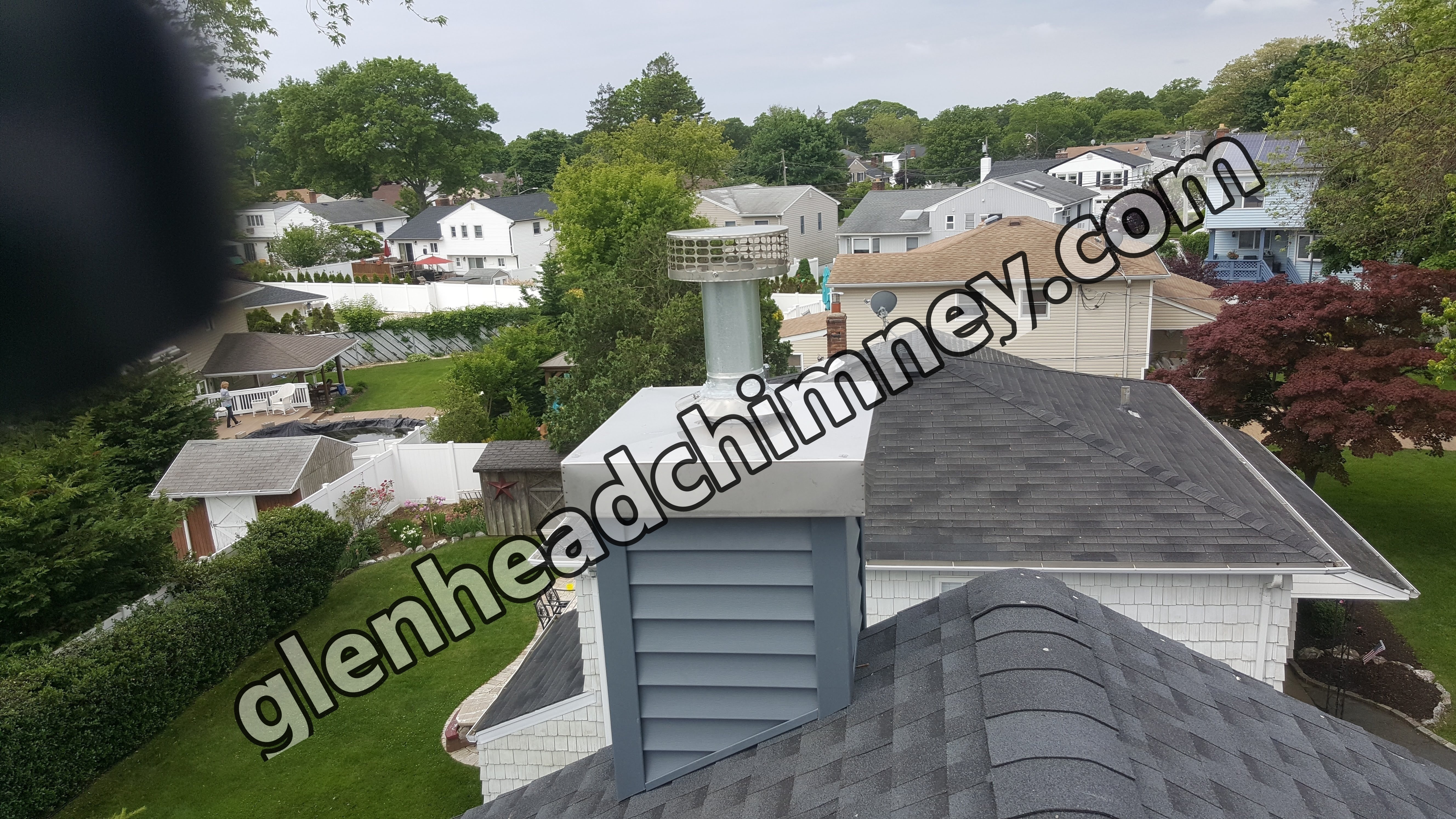 Complete chimney crown rebuild and waterproofing in Glen Head, New York