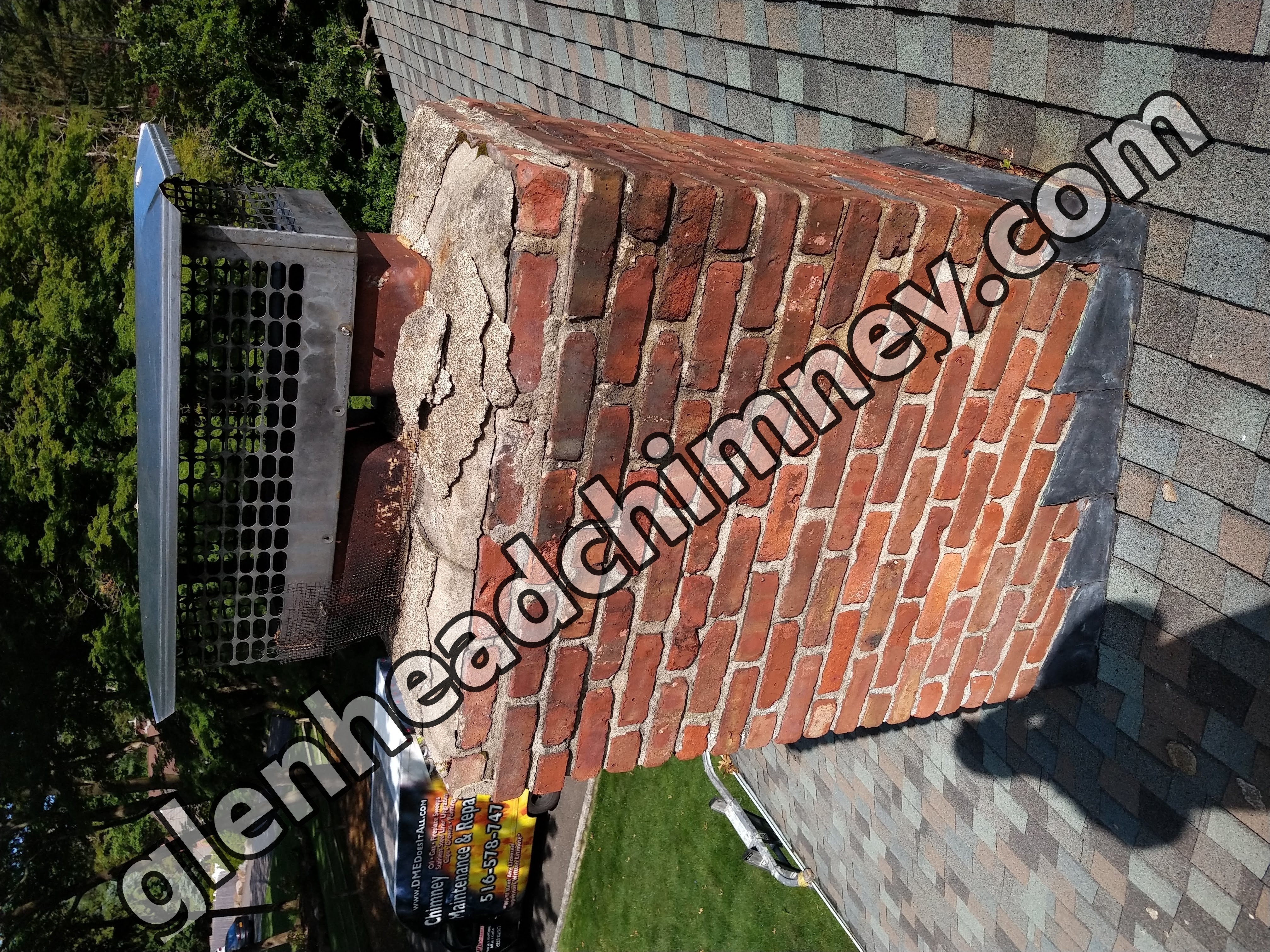 Before and after chimney pointing and tuckpointing in Glen Head, NY